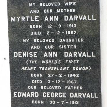 DARVALL Myrtle Ann 1913-1967 &amp; Edward George 1901-1970 :: DARVALL Denise Ann 1942-1967