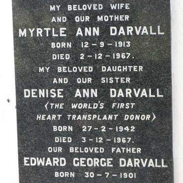 DARVALL Myrtle Ann 1913-1967 &amp; Edward George 1901-1970 :: DARVALL Denise Ann 1942-1967