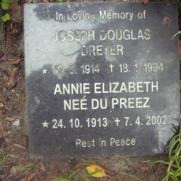 DREYER Joseph Douglas 1914-1994 &amp; Annie Elizabeth DU PREEZ 1913-2002