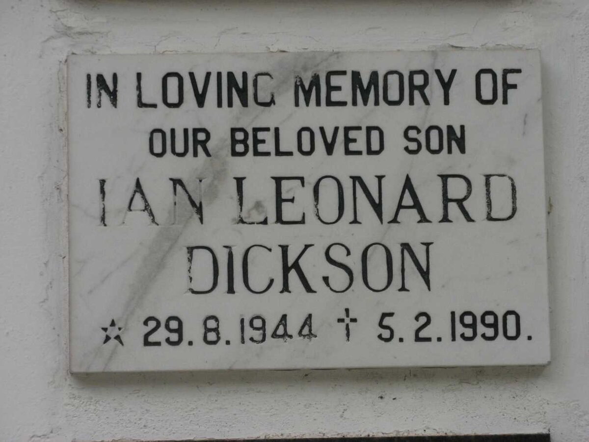 DICKSON Ian Leonard 1944-1990