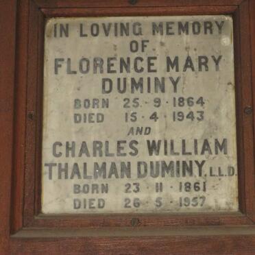 DUMINY Charles William Thalman 1861-1957 &amp; Florence Mary 1864-1943