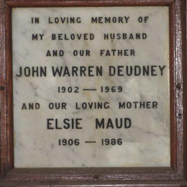 DEUDNEY John Warren 1902-1969 &amp; Elsie Maud 1906-1986