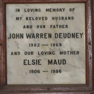 DEUDNEY John Warren 1902-1969 &amp; Elsie Maud 1906-1986