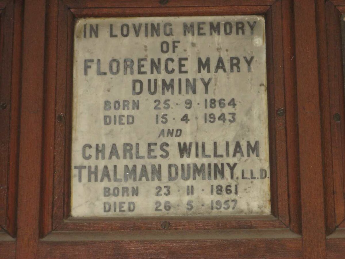 DUMINY Charles William Thalman 1861-1957 &amp; Florence Mary 1864-1943