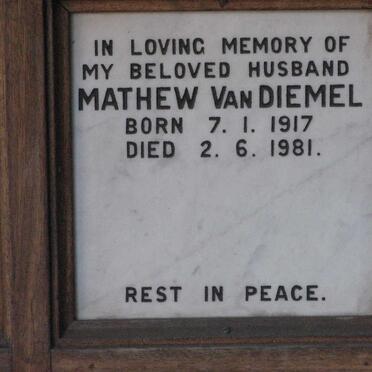 DIEMEL Mathew, van 1917-1981