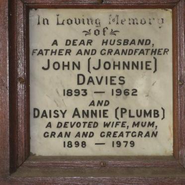 DAVIES John 1893-1962 &amp; Daisy Annie PLUMP 1898-1979