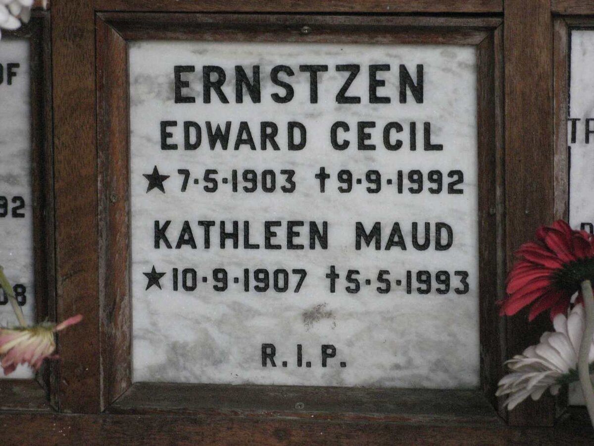 ERNSTZEN Edward Cecil 1903-1992 &amp; Kathleen Maud 1907-1993