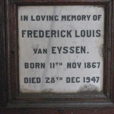 EYSSEN Frederick Louis, van 1867-1947