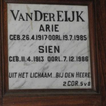EIJK Arie, van der 1917-1985 &amp; Sien 1913-1986