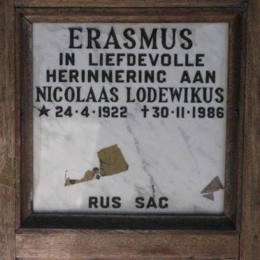 ERASMUS Nicolaas Lodewikus 1922-1986