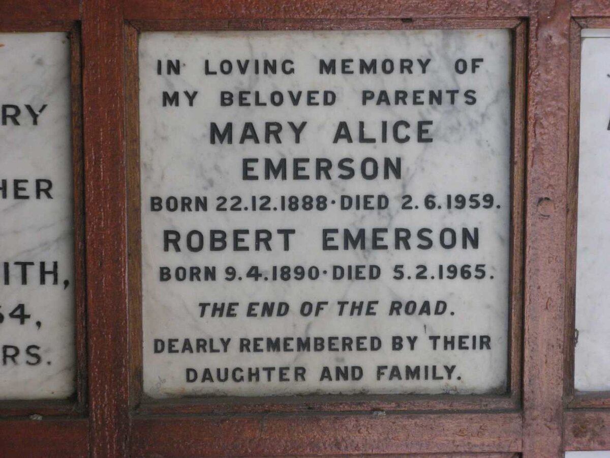 EMERSON Robert 1890-1965 &amp; Mary Alice 1888-1959