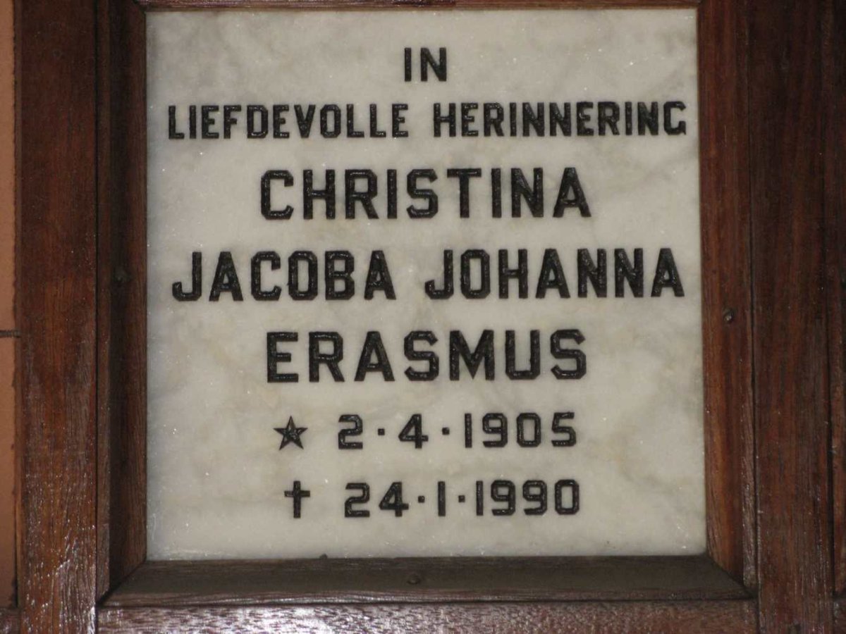 ERASMUS Christina Jacoba Johanna 1905-1990