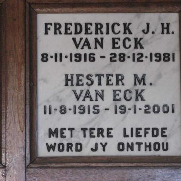ECK Frederick J.H., van 1916-1981 &amp; Hester M. 1915-2001