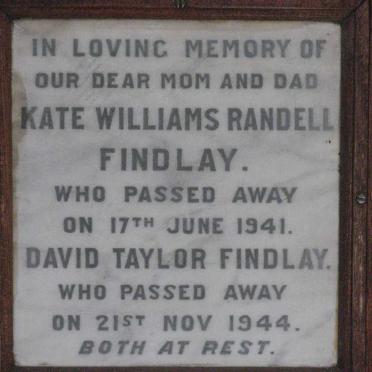 FINDLAY David Taylor -1944 &amp; Kate Williams Randell -1941