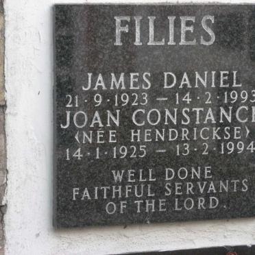 FILIES James Daniel 1923-1993 &amp; Joan Constance HENDRICKSE 1925-1994