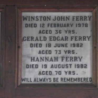 FERRY Gerald Edgar -1982 &amp; Hanna -1982 :: FERRY Winston John -1978