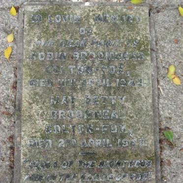 FOX Robin Broomhead, COLTON -1942 &amp; May Betty -1947