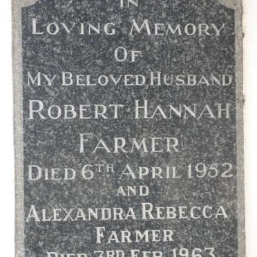FARMER Robert Hannah -1952 &amp; Alexandra Rebecca -1963