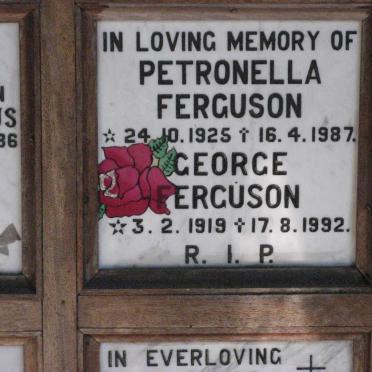 FERGUSON George 1919-1992 &amp; Petronella 1925-1987