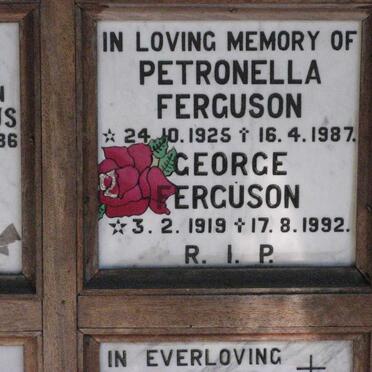 FERGUSON George 1919-1992 &amp; Petronella 1925-1987