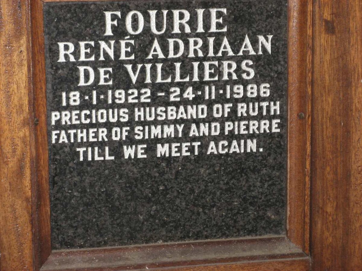 FOURIE Rene Adriaan de Villiers 1922-1986