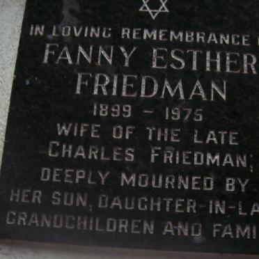 FRIEDMAN Fanny Esther 1899-1975