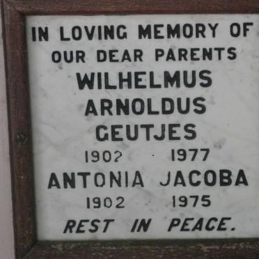 GEUTJES Wilhelmus Arnoldus 1902-1977 &amp; Antonia Jacoba 1902-1975