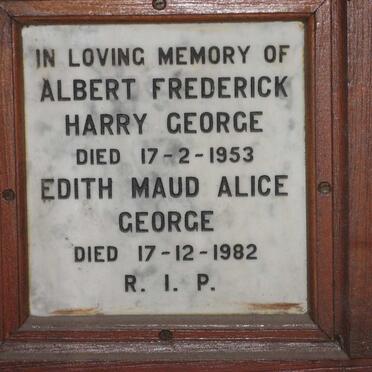 GEORGE Albert Frederick Harry -1953 &amp; Edith Maud Alice -1982