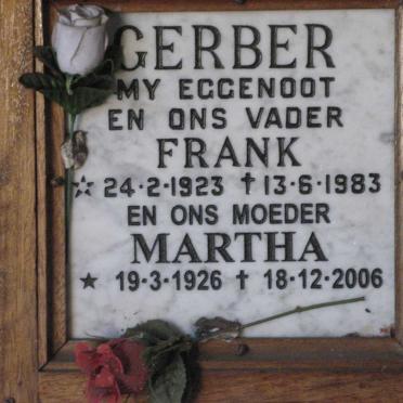 GERBER Frank 1923-1983 &amp; Martha 1926-2006