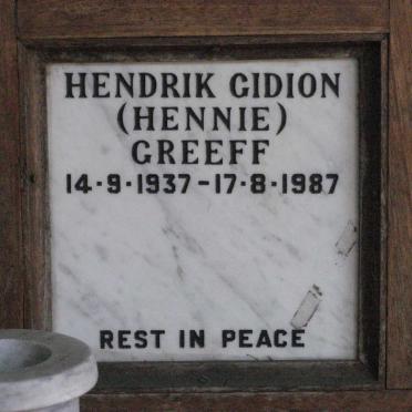 GREEFF Hendrik Gidion 1937-1987