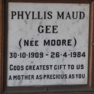 GEE Phyllis Maud nee MOORE 1909-1984