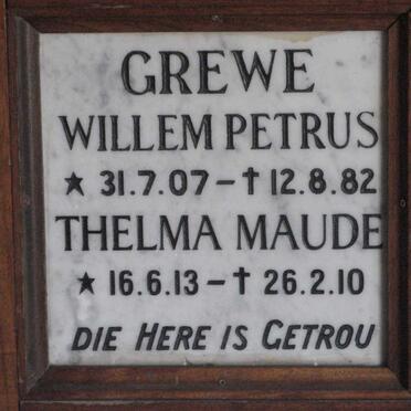 GREWE Willem Petrus 1907-1982 &amp; Thelma Maude 1913-2010