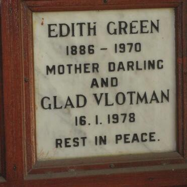 GREEN Edith 1886-1970 :: VLOTMAN Glad -1978