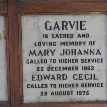 GARVIE Edward Cecil -1975 &amp; Mary Johanna -1962