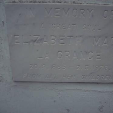 GRANGE Elizabeth Maria, la 1885-1973