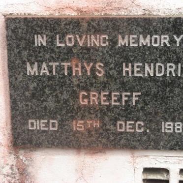 GREEFF Matthys Hendrik -1984