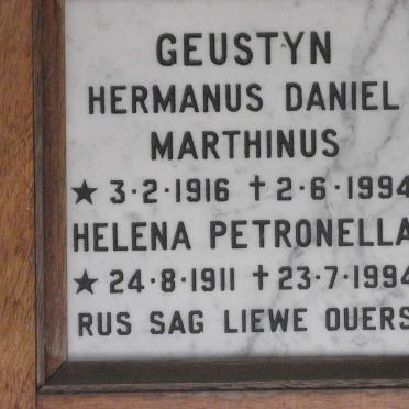 GEUSTYN Hermanus Daniel Marthinus 1916-1994 &amp; Helena Petronella 1911-1994