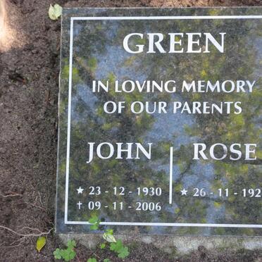 GREEN John 1930-2006 &amp; Rose 1928-