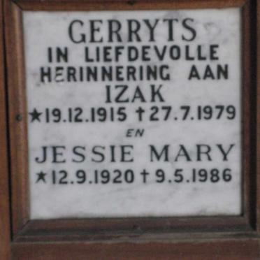GERRYTS Izak 1915-1979 &amp; Jessie Mary 1920-1986