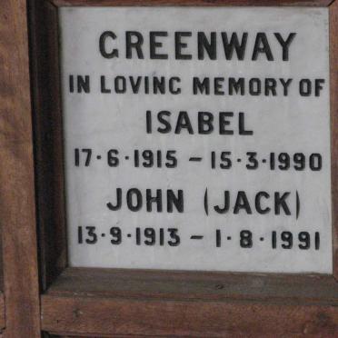 GREENWAY John 1913-1991 &amp; Isabel 1915-1990