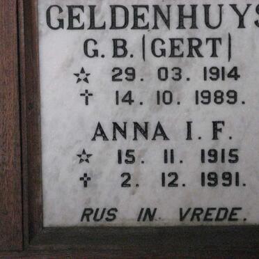 GELDENHUYS G.B. 1914-1989 &amp; Anna I.F. 1915-1991