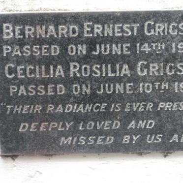 GRIGSBY Bernard Ernest -1949 &amp; Cecilia Rosilia -1961
