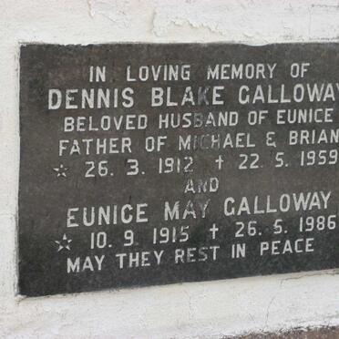 GALLOWAY Dennis Blake 1912-1959 &amp; Eunice May 1915-1986