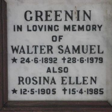 GREENIN Walter Samuel 1892-1979 &amp; Rosina Ellen 1905-1985