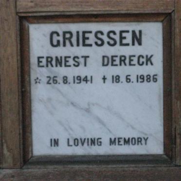 GRIESSEN Ernest Dereck 1941-1986
