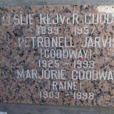 GOODWAY Leslie Redver 1899-1957 :: JARVIS Petronell nee GOODWAY 1925-1993 :: GOODWAY Marjorie nee RAINE 1903-1998