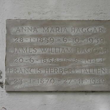HAGGAR James William 1858-1944 &amp; Anna Maria 1859-1939 :: TALLENT Francis Herbert 1870-1949