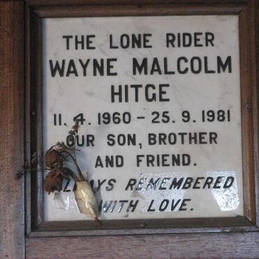 HITGE Wayne Malcolm 1960-1981