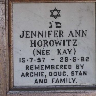 HOROWITZ Jennifer Ann nee KAY 1957-1982
