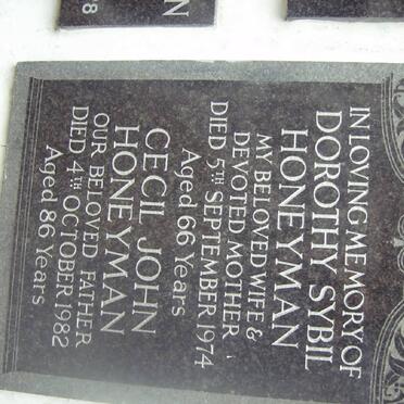 HONEYMAN Cecil John -1982 &amp; Dorothy Sybil -1974